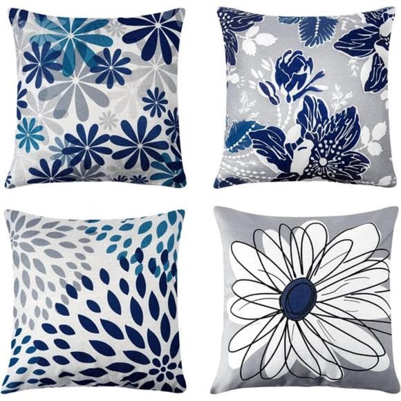 Blue Pillow Covers 18x18 Set of 4, Decorative Couch Pillow Cover for Sofa - Picture 1 of 6